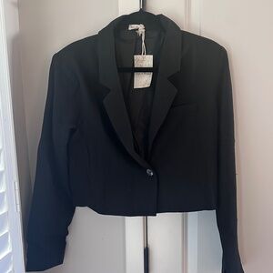 NWT Hem & Thread Black Cropped Blazer Jacket NWT Size Large